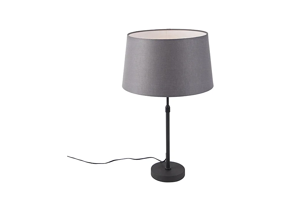 Lampe de table noir avec abat-jour en lin gris 35 cm réglable - Parte