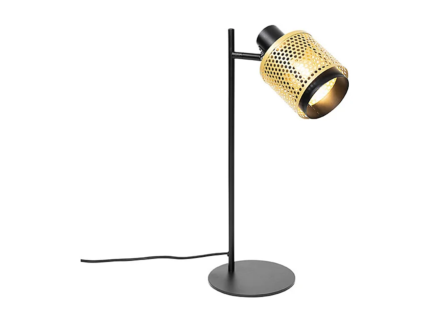 Lampe de table industrielle noire avec or - Kayden