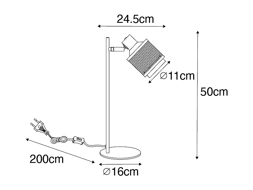 Lampe de table industrielle noire avec or - Kayden