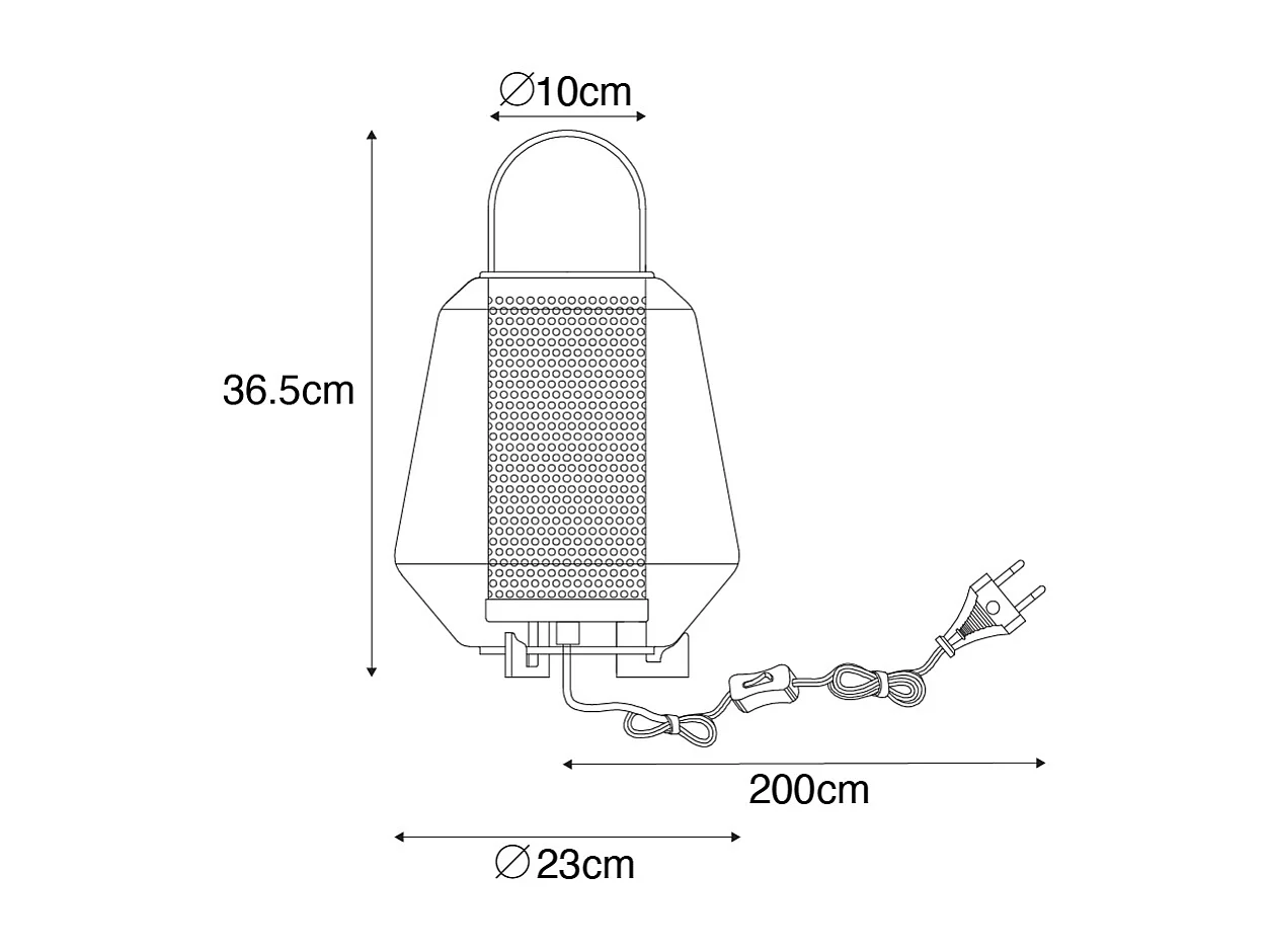 Lampe de table Art déco noire avec verre fumé 23 cm - Kevin