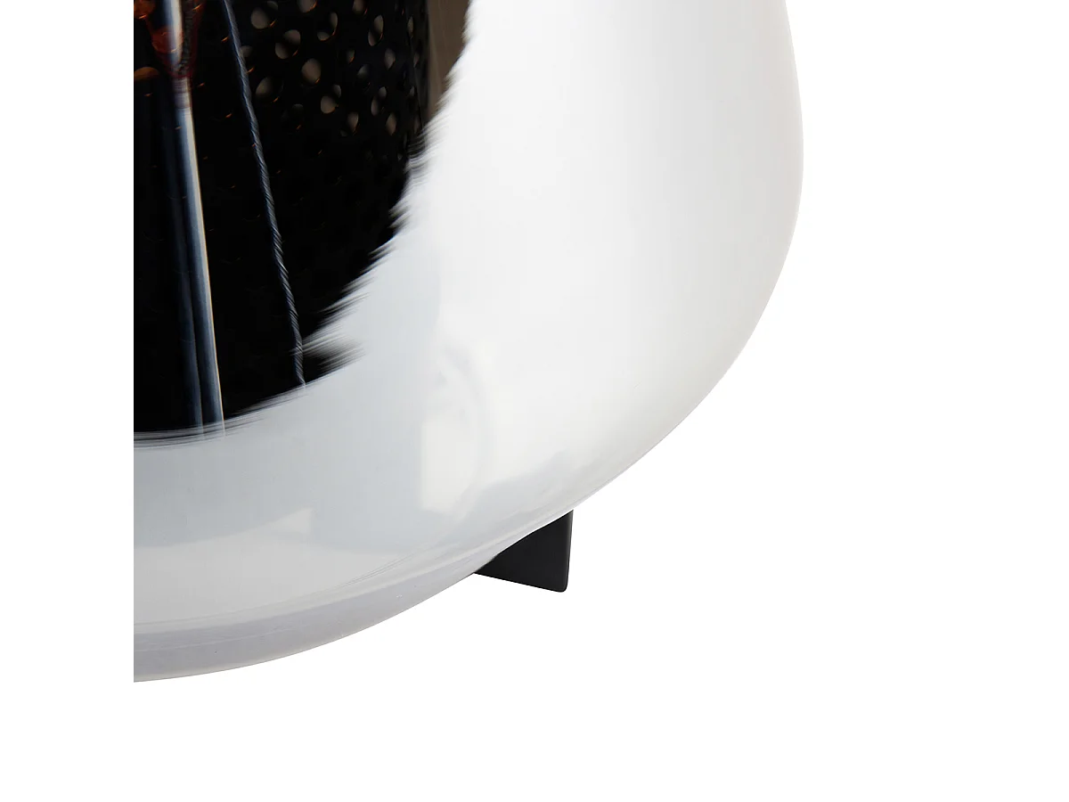 Lampe de table Art déco noire avec verre fumé 23 cm - Kevin