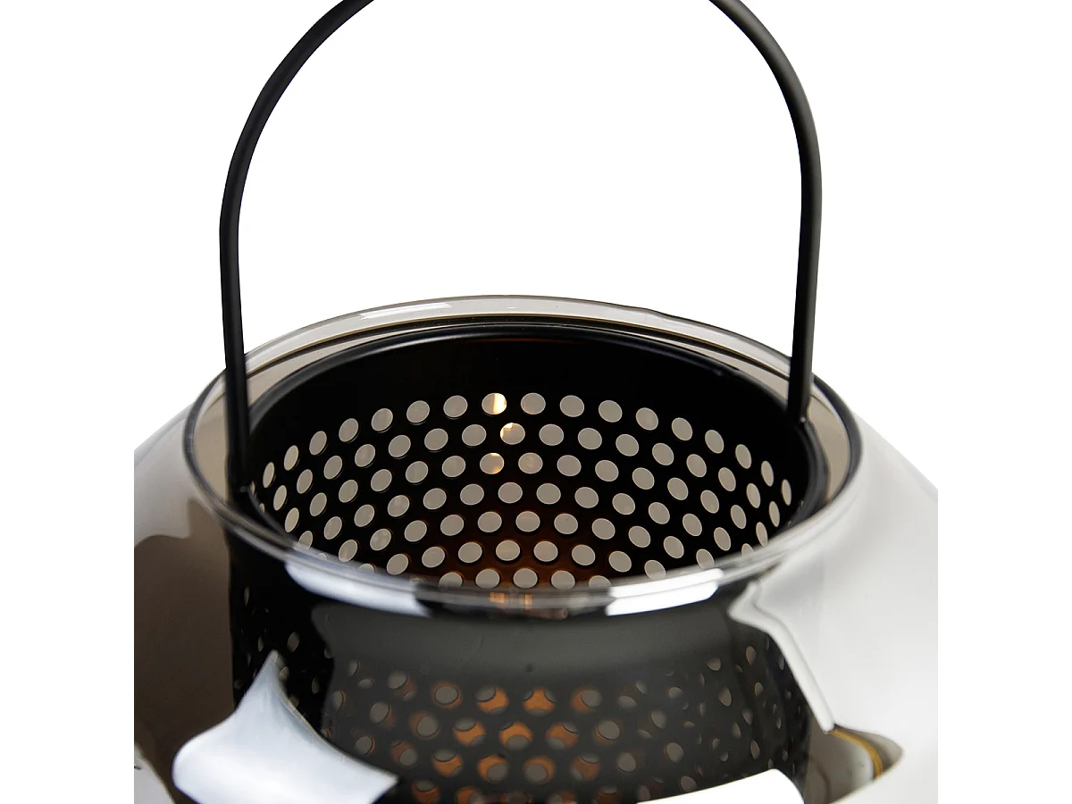 Lampe de table Art déco noire avec verre fumé 23 cm - Kevin