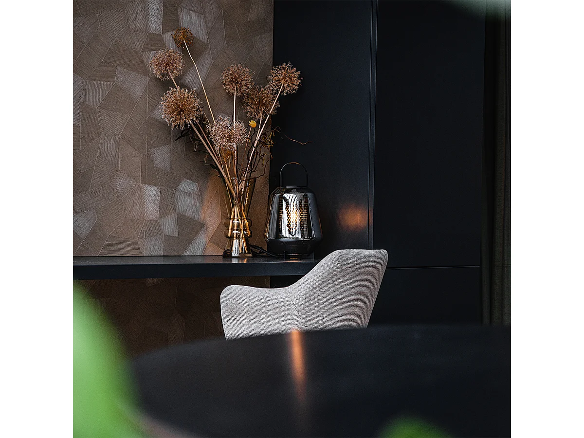 Lampe de table Art déco noire avec verre fumé 23 cm - Kevin