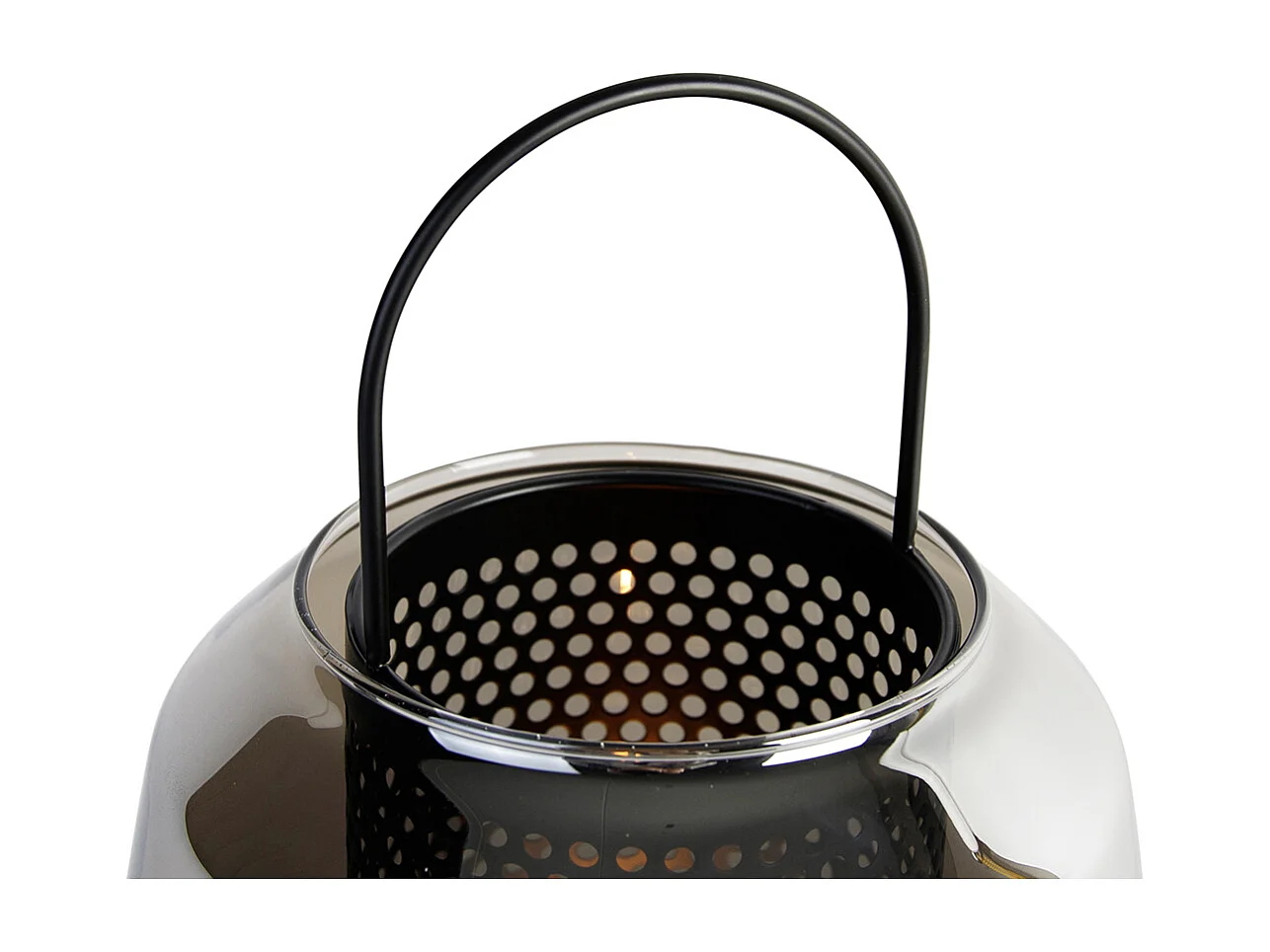 Lampe de table Art déco noire avec verre fumé 23 cm - Kevin