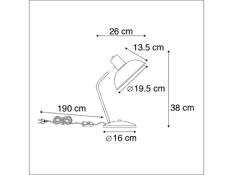 Lampe de table rétro noire avec bronze - Milou