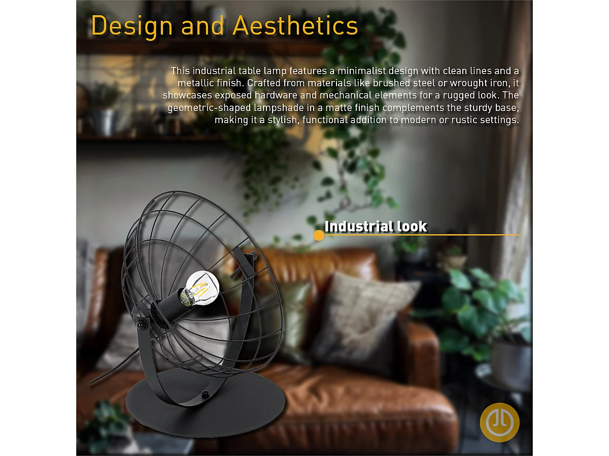 Lampe de table industrielle noire orientable - Hanze