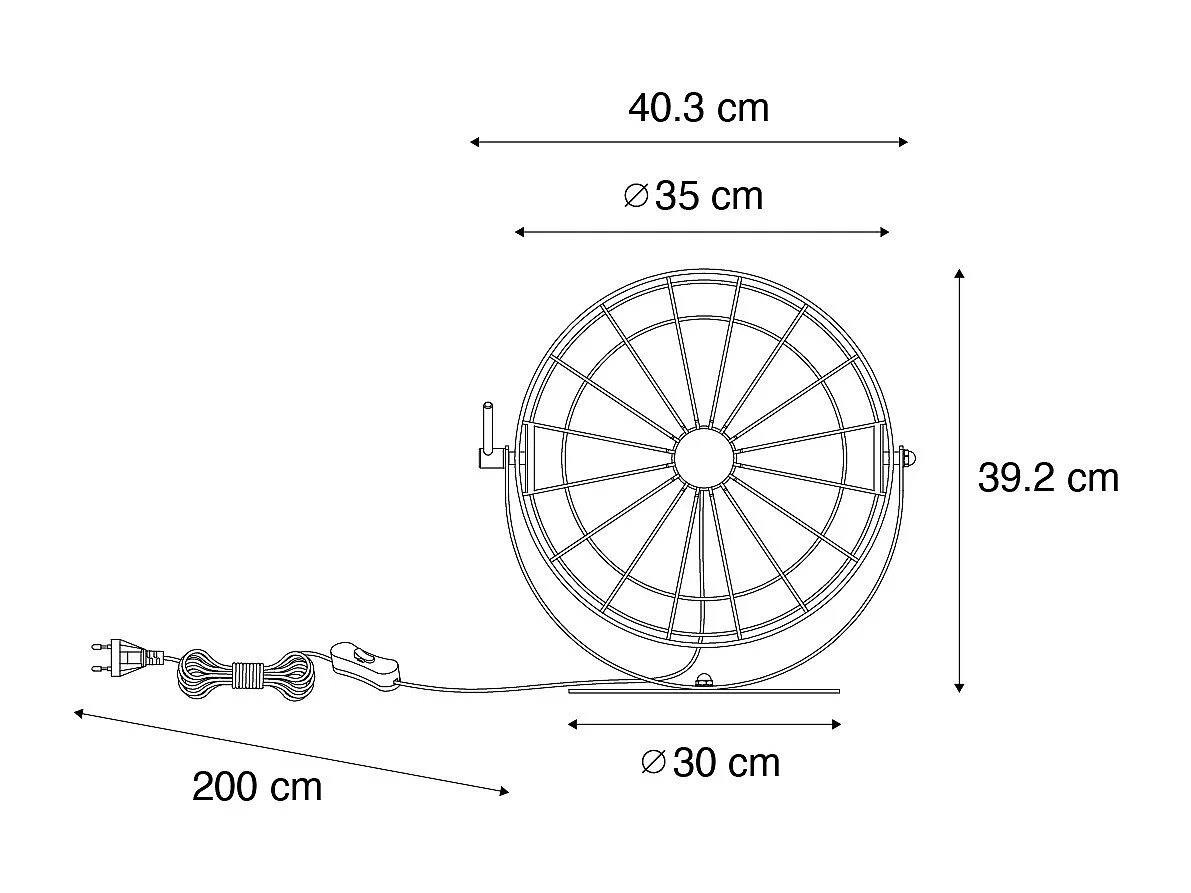 Lampe de table industrielle noire réglable - Hanze