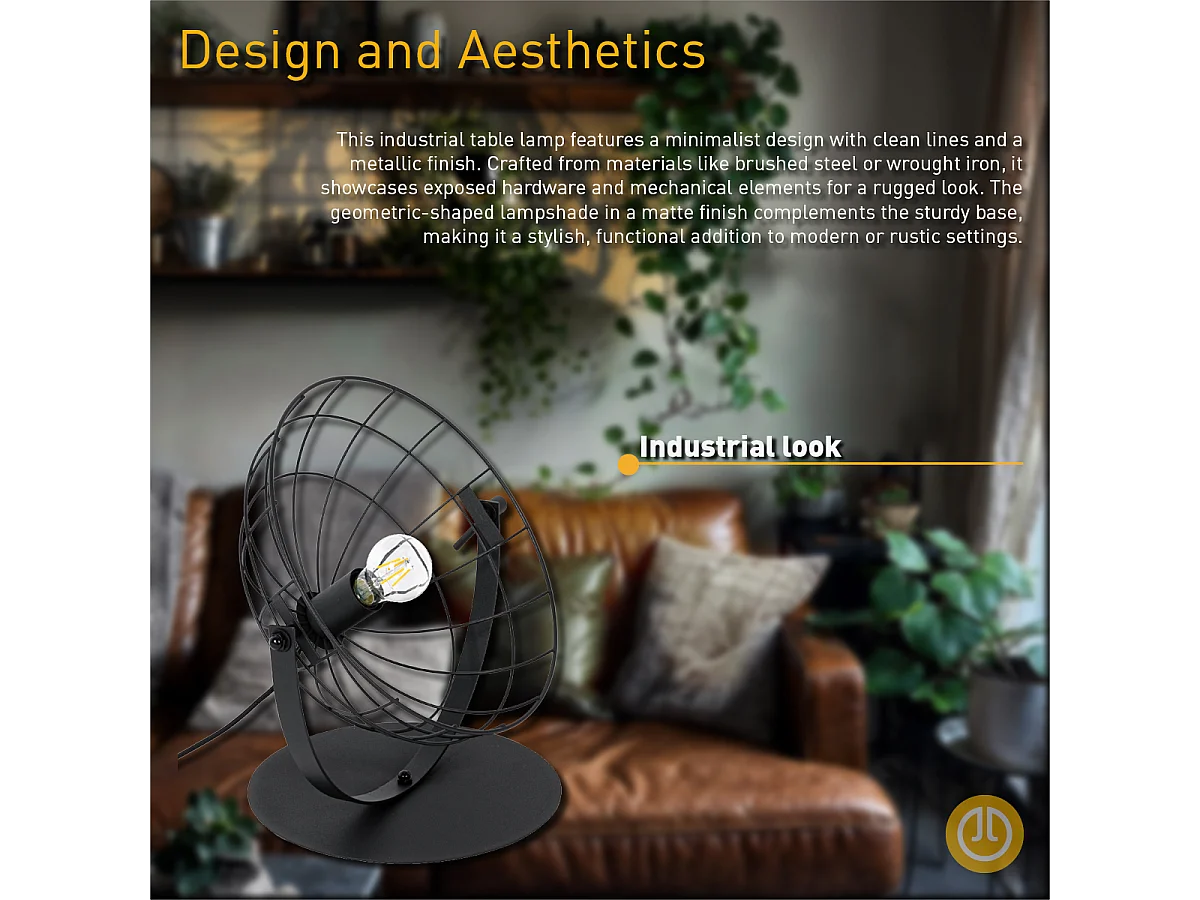 Lampe de table industrielle noire réglable - Hanze