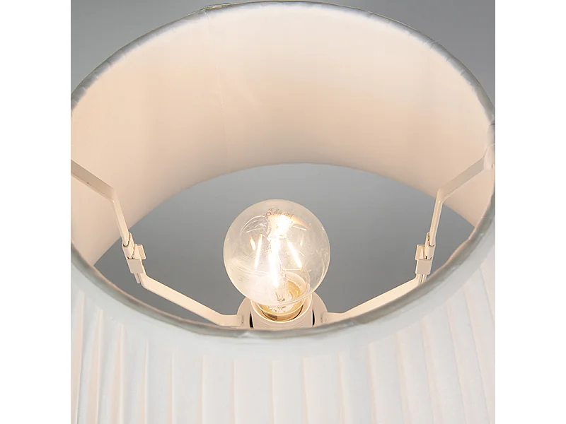 Lampe de table rétro en laiton avec abat-jour plissé crème 35 cm - Kaso