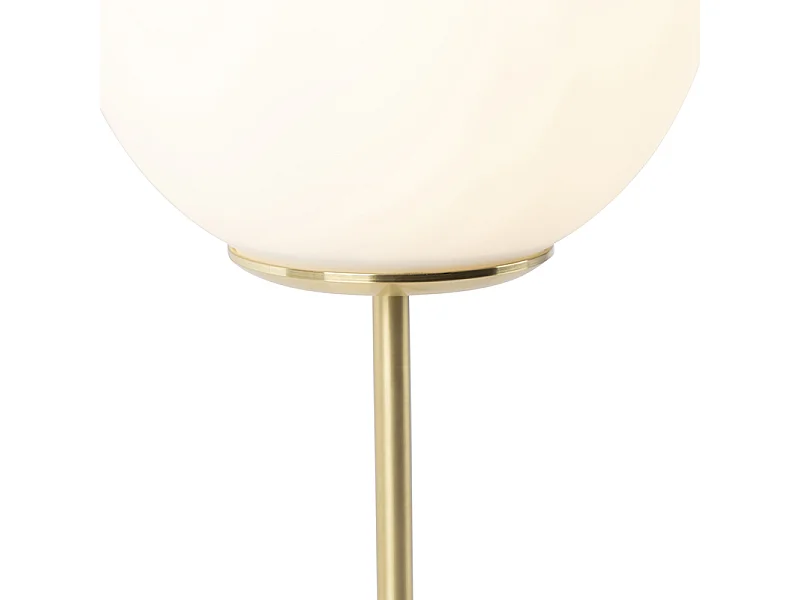 Lampe de table art déco en laiton avec verre opale 45,5 cm - Pallon