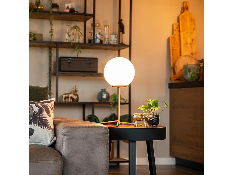 Lampe de table Art Déco en laiton avec verre opale 45,5 cm - Pallon