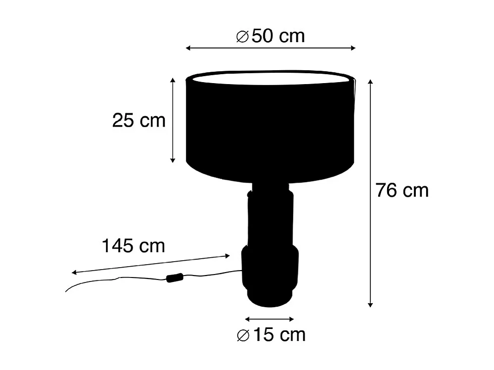 Lampe de table Art déco en bronze avec abat-jour en velours vert et or 50 cm - Bruut