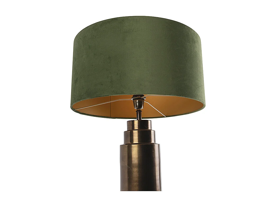 Lampe de table Art déco en bronze avec abat-jour en velours vert et or 50 cm - Bruut