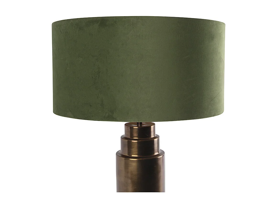 Lampe de table Art déco en bronze avec abat-jour en velours vert et or 50 cm - Bruut