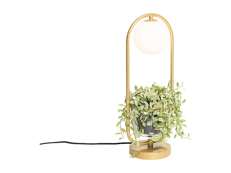 Lampe de table Art déco dorée avec verre blanc - Isabella