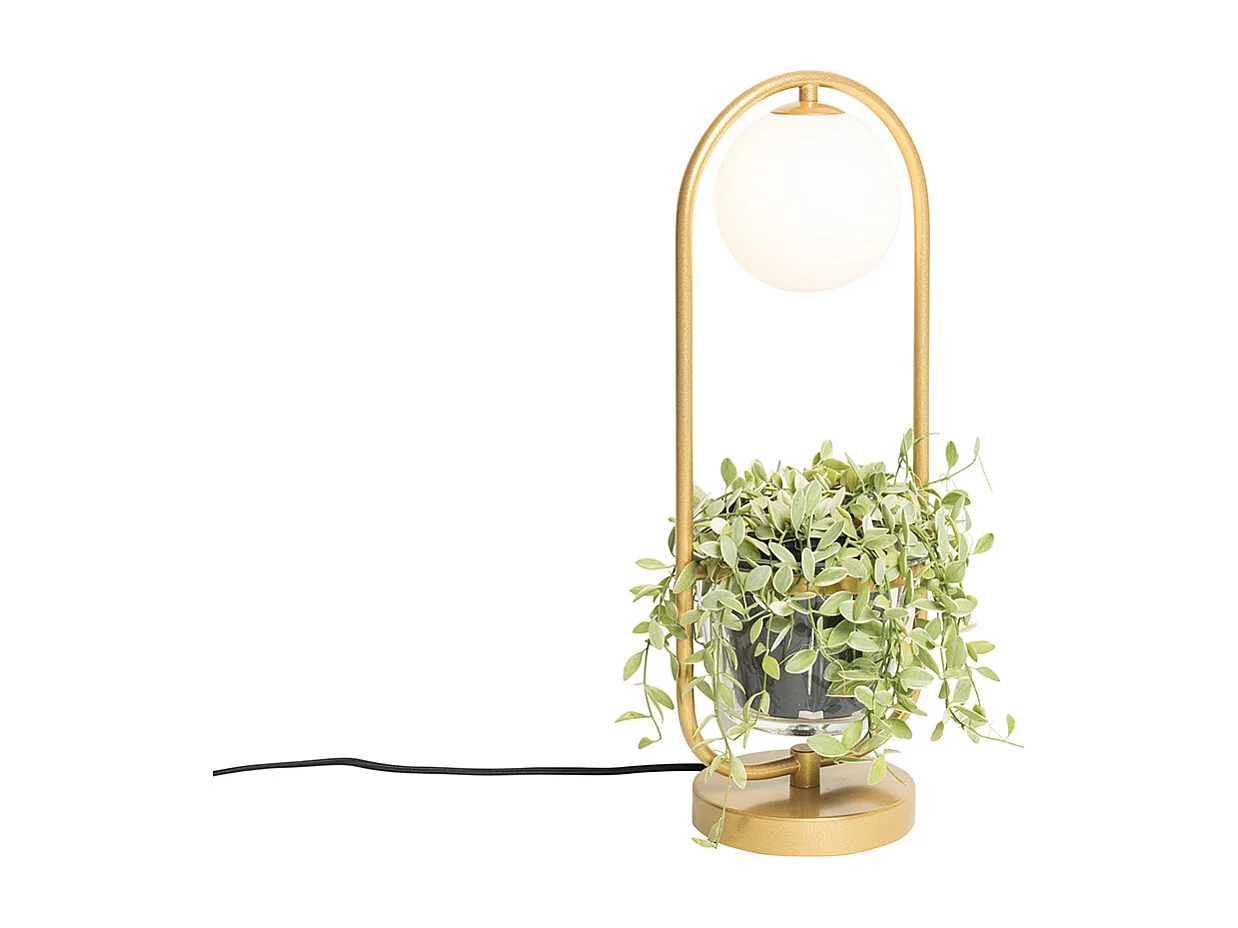 Lampe de table Art déco dorée avec verre blanc - Isabella