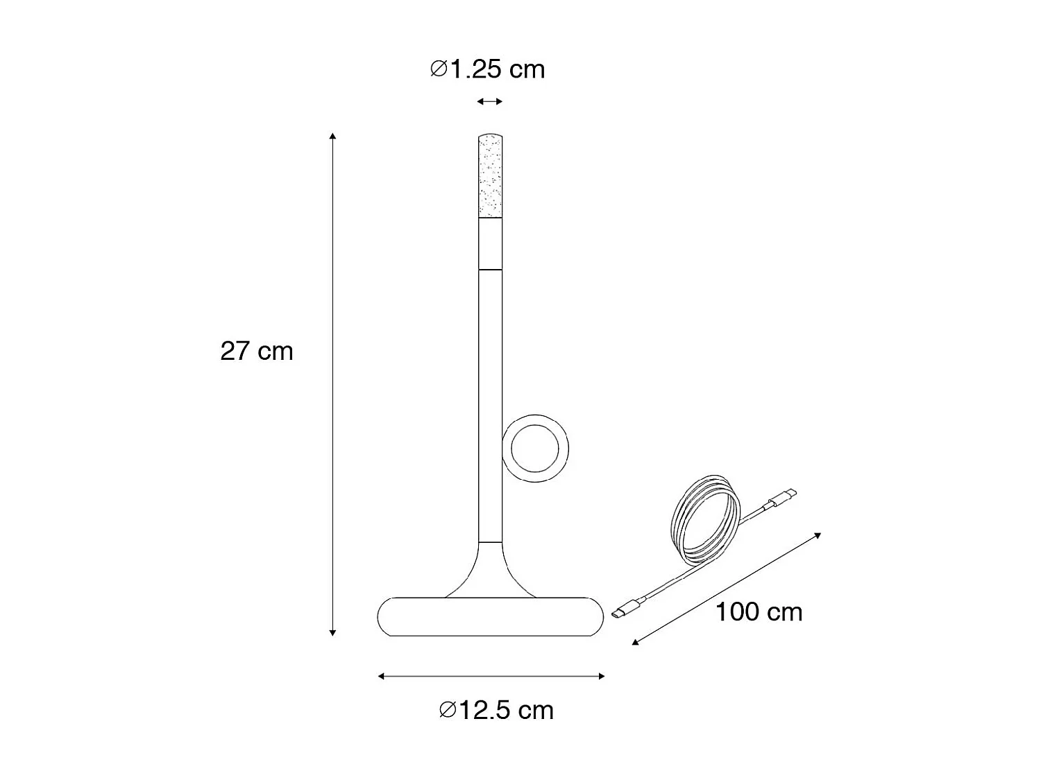 Lampe de table d'extérieur dorée avec LED et variateur tactile rechargeable - Sjarel