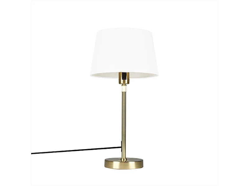 Lampe de table or / laiton avec abat-jour blanc 25 cm réglable - Parte