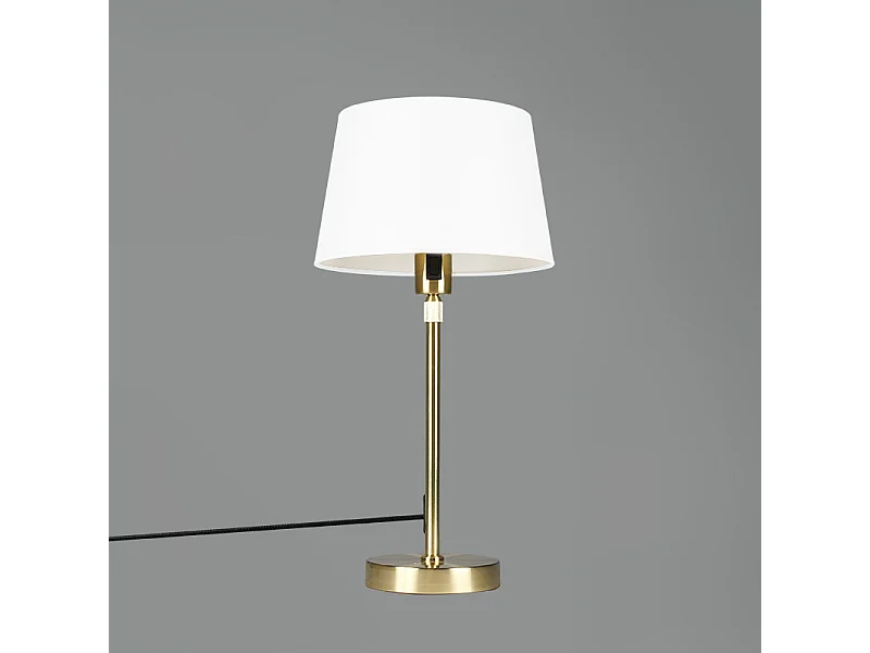 Lampe de table or/laiton avec abat-jour blanc 25 cm réglable - Parte