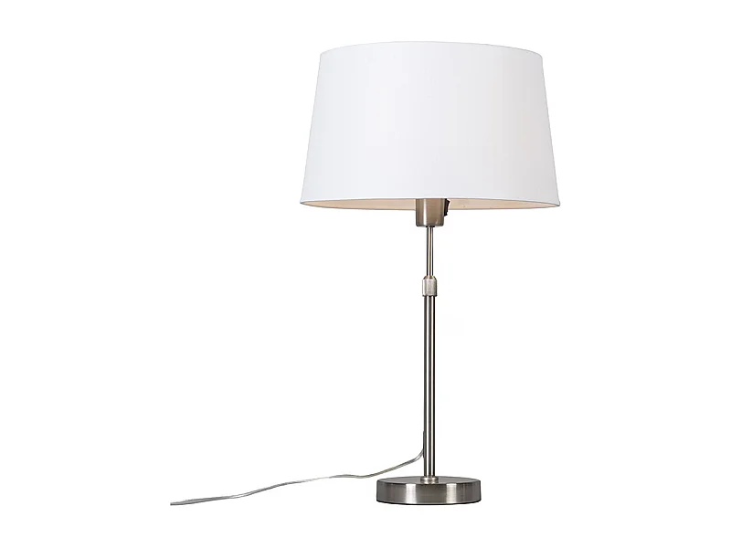 Lampe de table en acier avec abat-jour blanc 35 cm réglable - Parte