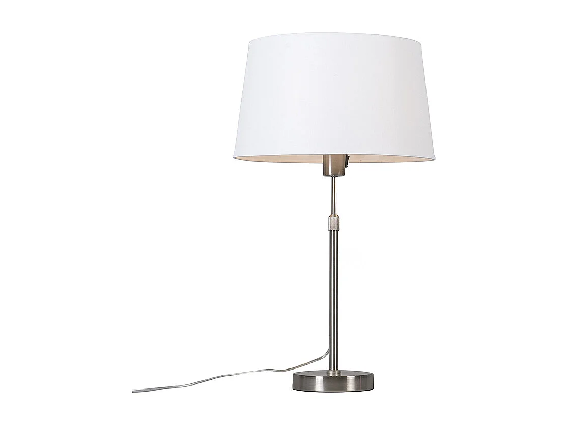 Lampe de table acier avec abat-jour blanc 35 cm réglable - Parte