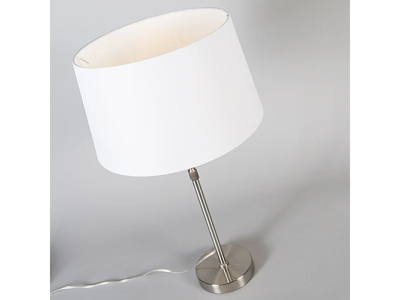 Lampe de table acier avec abat-jour blanc 35 cm réglable - Parte