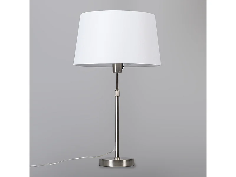 Lampe de table acier avec abat-jour blanc 35 cm réglable - Parte