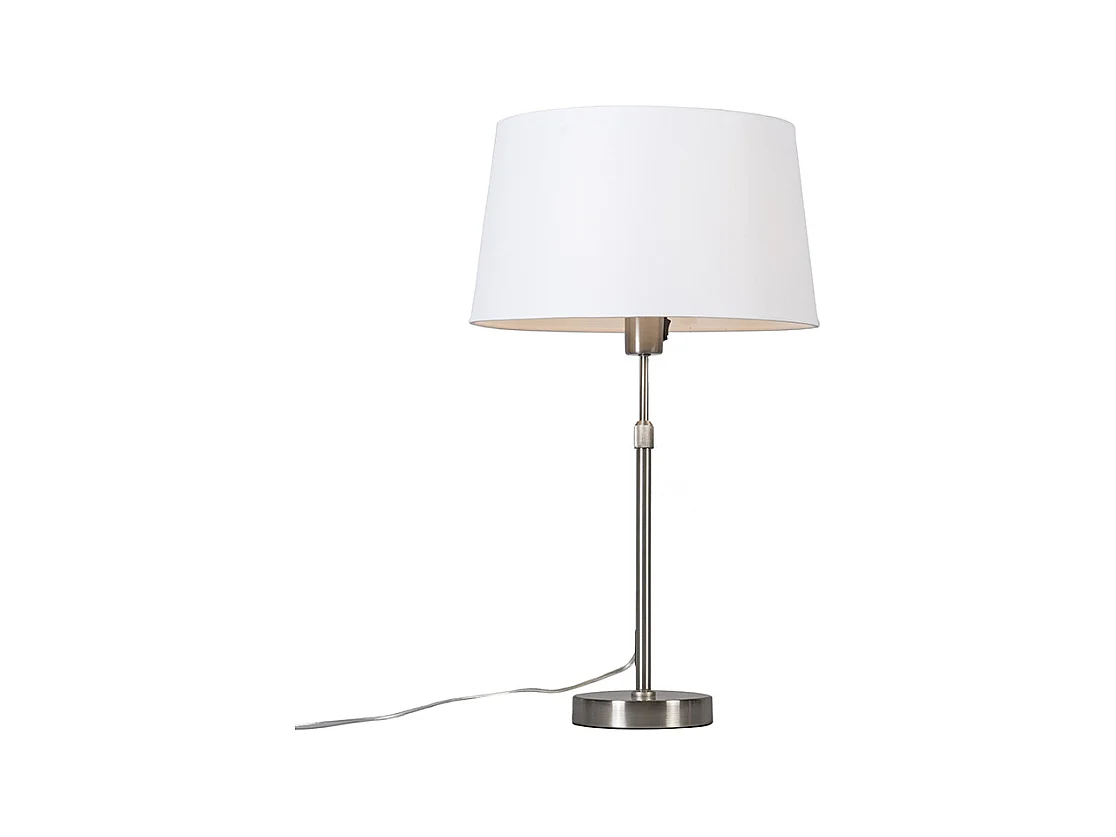 Lampe de table acier avec abat-jour blanc 35 cm réglable - Parte