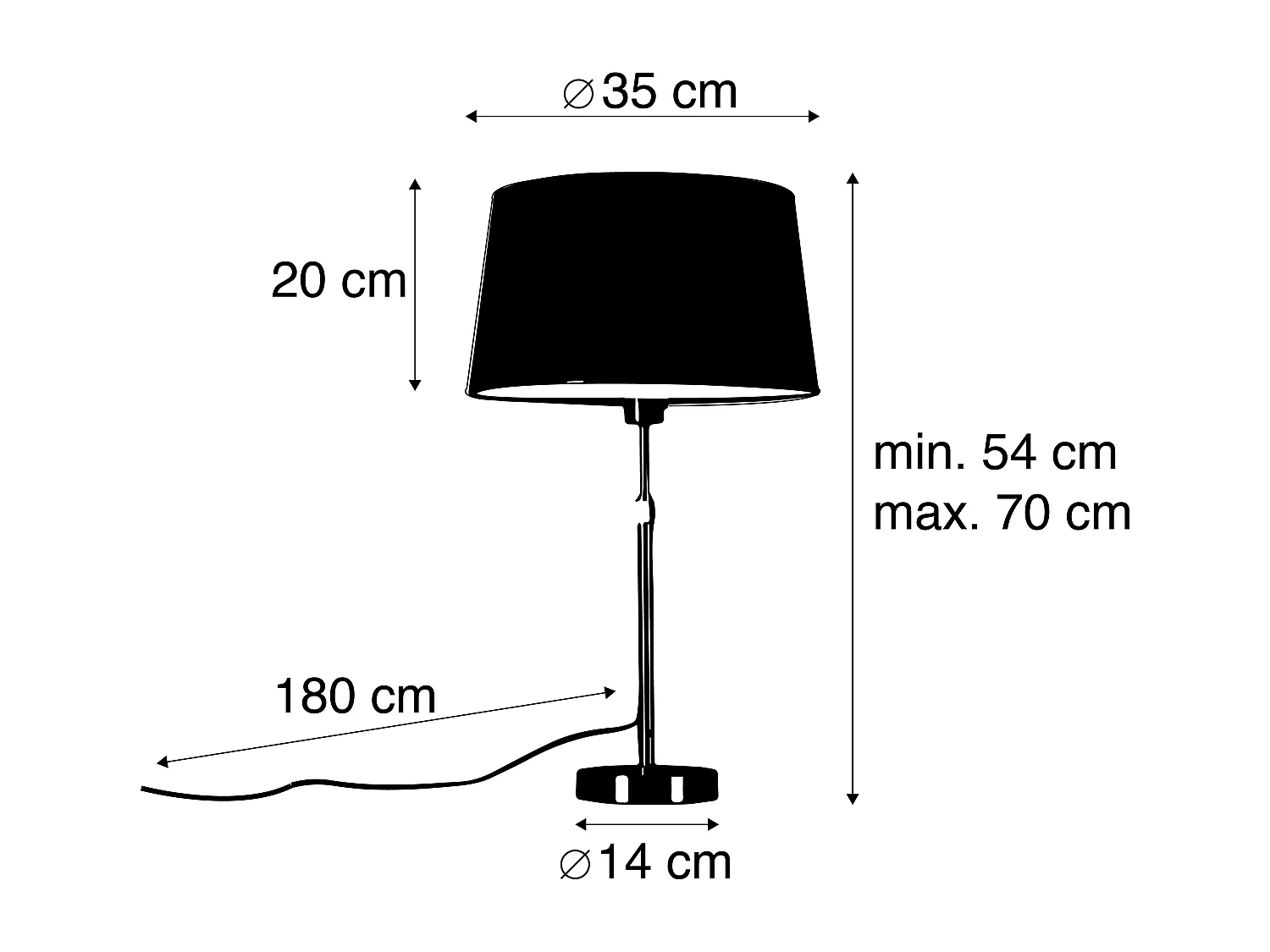 Lampe de table en acier avec abat-jour blanc 35 cm réglable - Parte