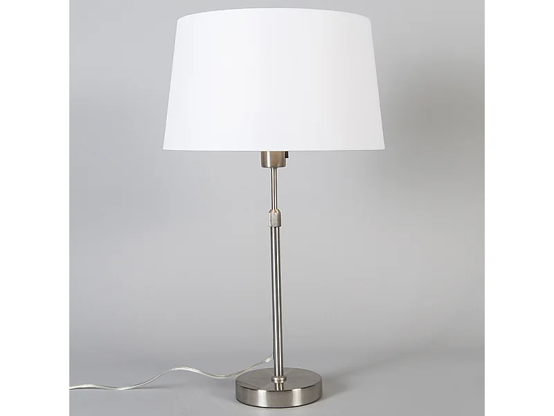 Lampe de table en acier avec abat-jour blanc 35 cm réglable - Parte