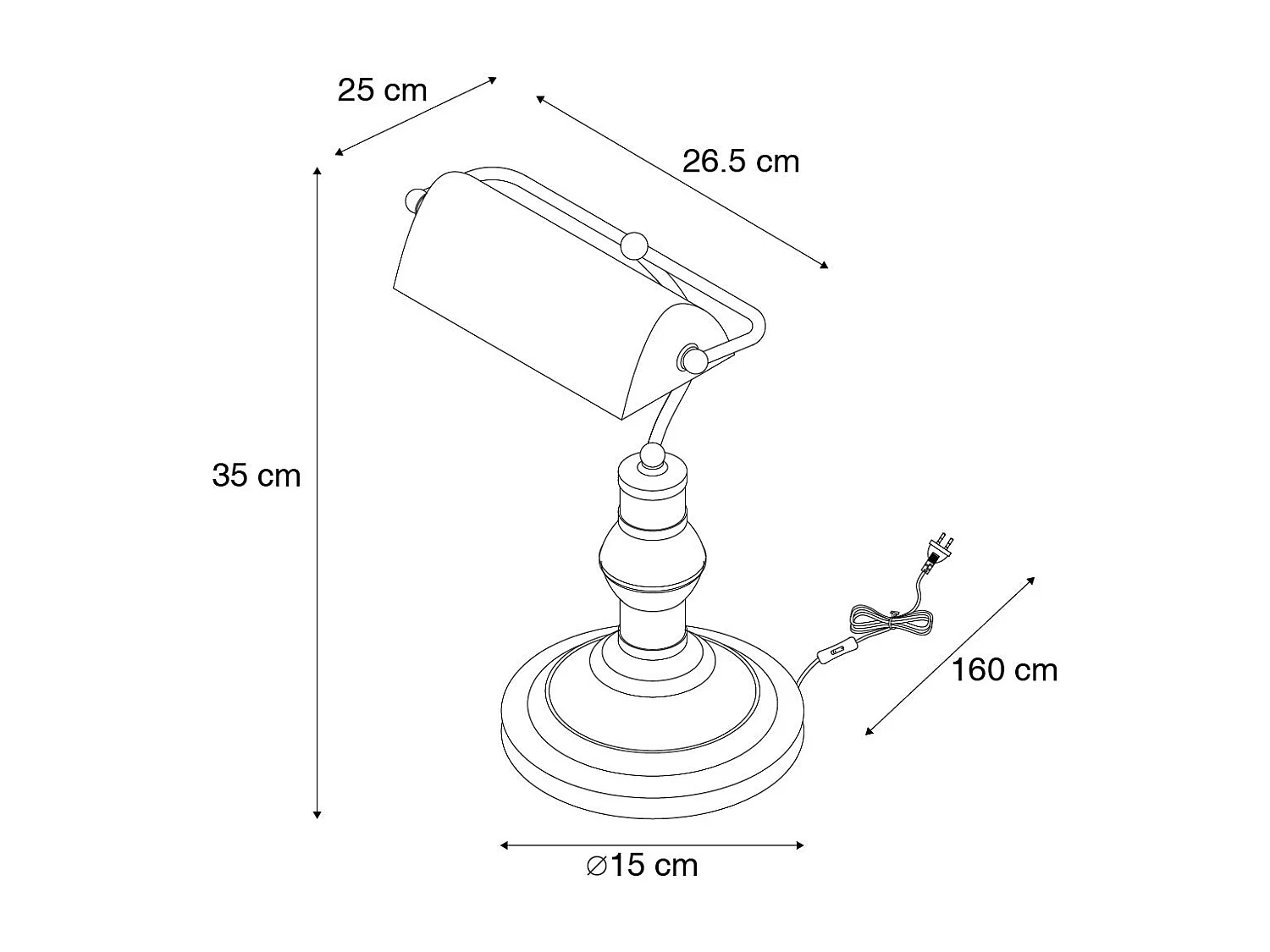 Lampe de table/lampe de notaire classique bronze avec verre vert - Banker