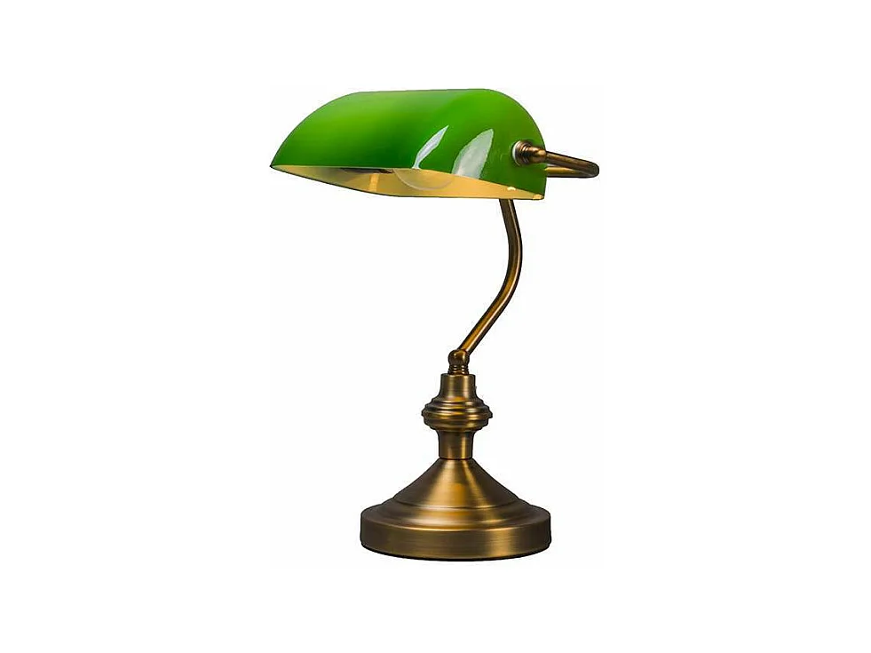 Lampe de table/lampe de notaire classique bronze avec verre vert - Banker