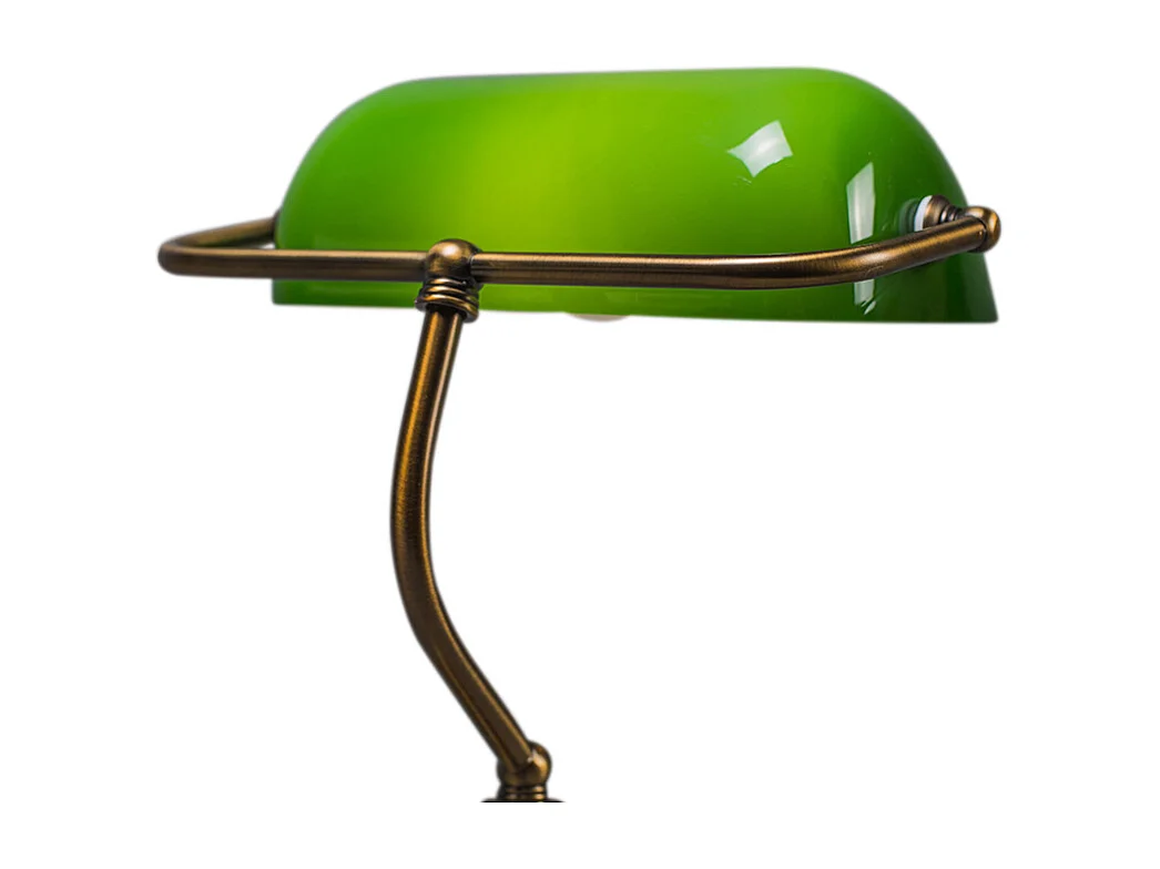 Lampe de table classique/lampe de notaire bronze avec verre vert - Banker