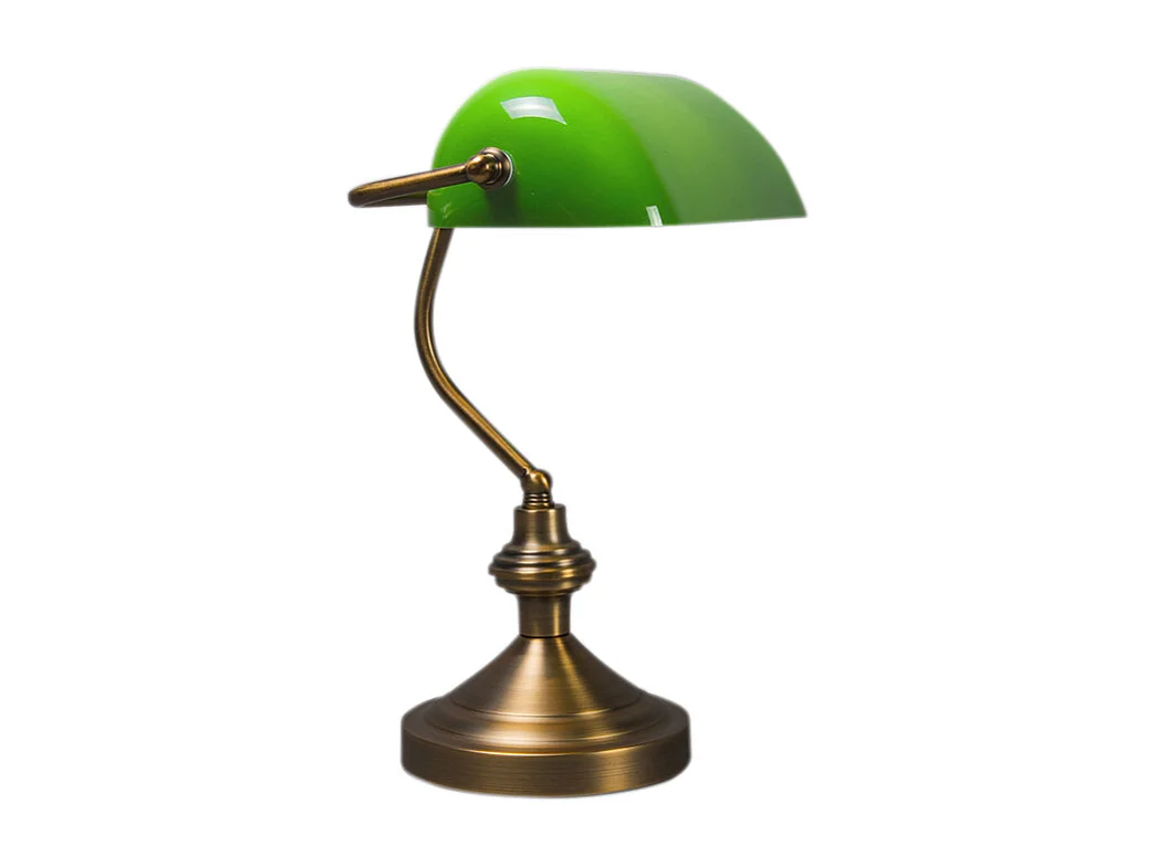 Lampe de table classique/lampe de notaire bronze avec verre vert - Banker