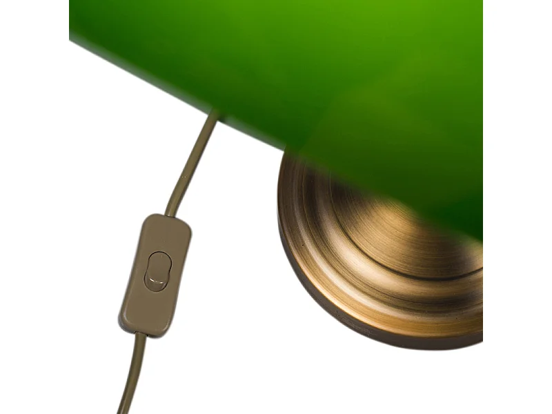 Lampe de table classique/lampe de notaire bronze avec verre vert - Banker