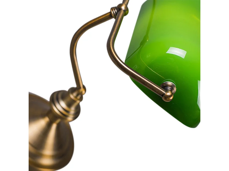 Lampe de table classique/lampe de notaire bronze avec verre vert - Banker