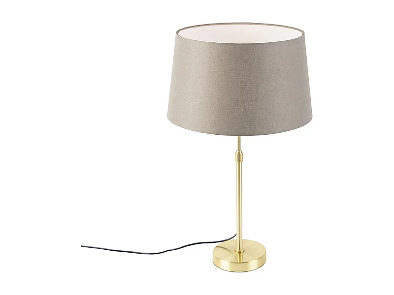 Lampe de table or / laiton avec abat-jour lin taupe 35 cm - Parte