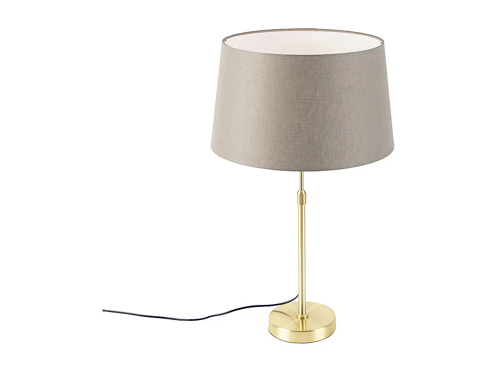 Lampe de table or/laiton avec abat-jour en lin taupe 35 cm - Parte