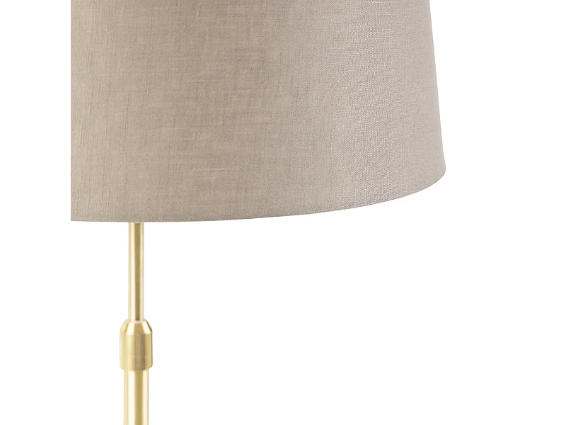 Lampe de table or/laiton avec abat-jour en lin taupe 35 cm - Parte