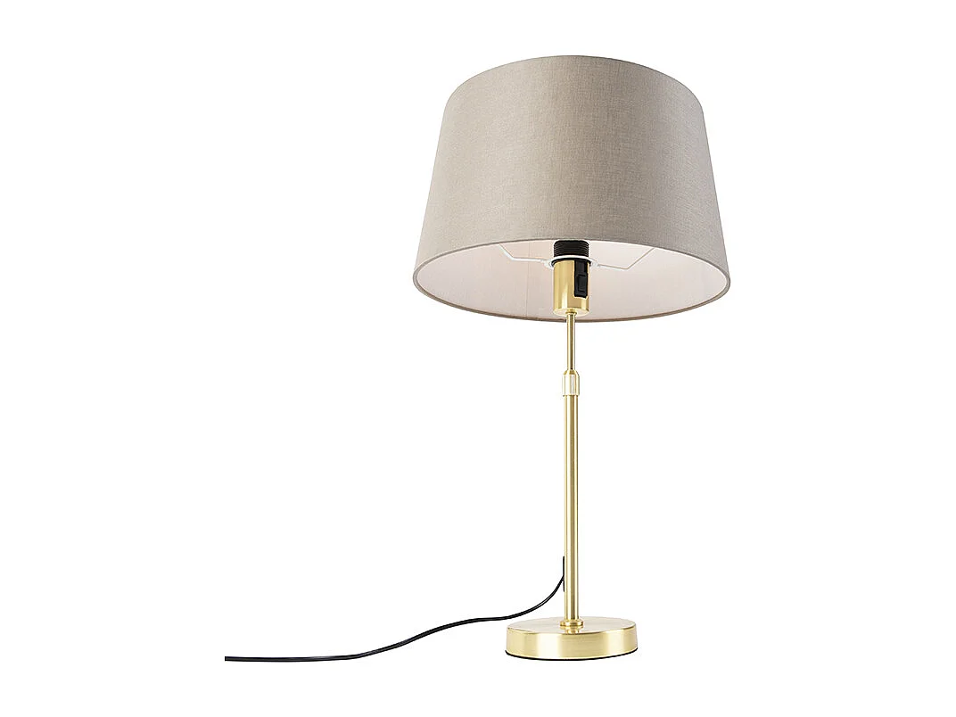 Lampe de table or/laiton avec abat-jour en lin taupe 35 cm - Parte