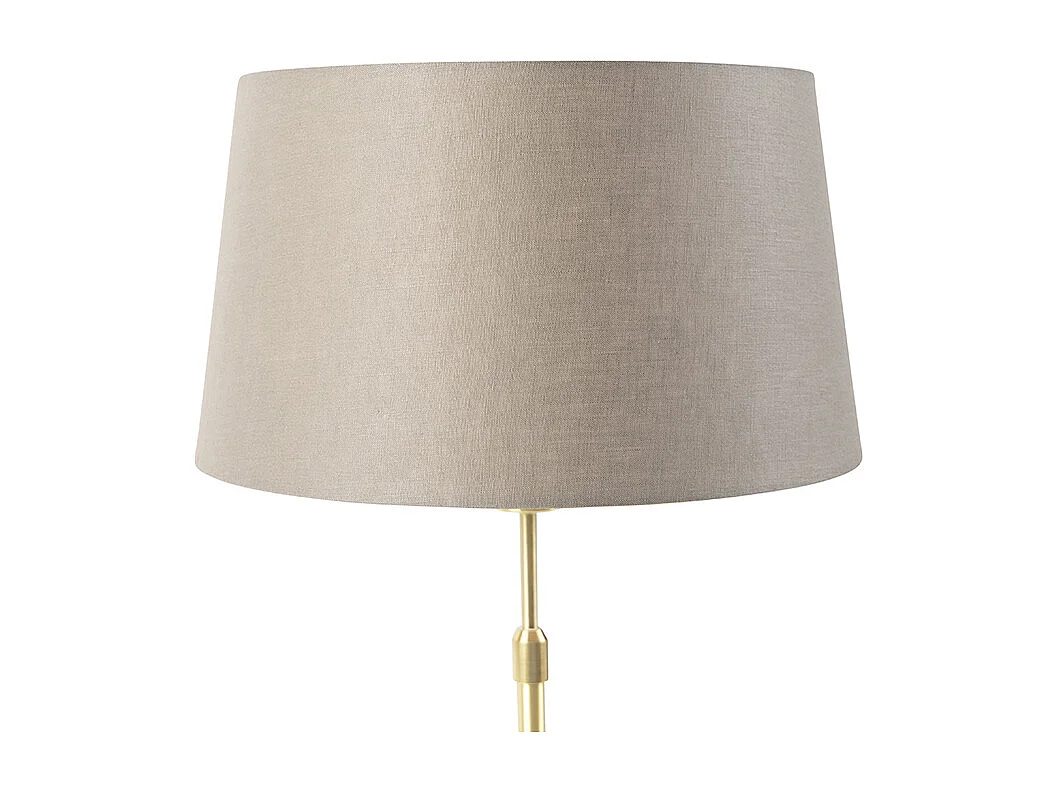 Lampe de table or/laiton avec abat-jour en lin taupe 35 cm - Parte