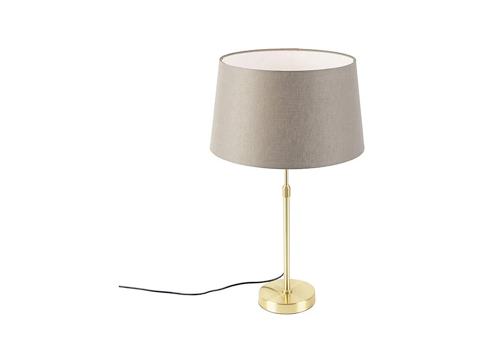 Lampe de table or / laiton avec abat-jour lin taupe 35 cm - Parte