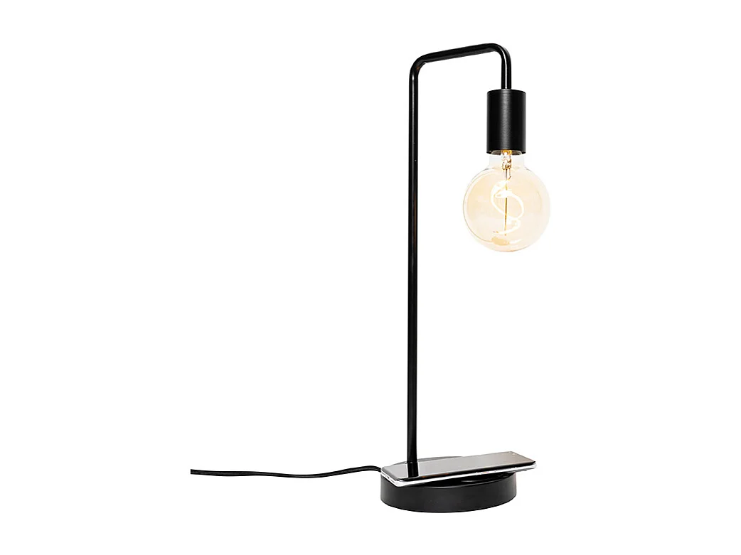 Lampe de table noire moderne avec recharge sans fil - Facil