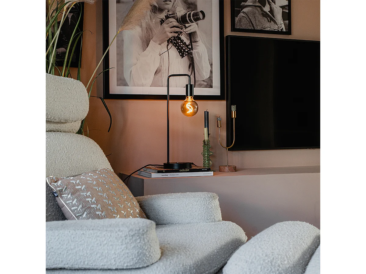 Lampe de table noire moderne avec recharge sans fil - Facil