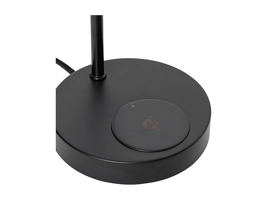 Lampe de table noire moderne avec recharge sans fil - Facil