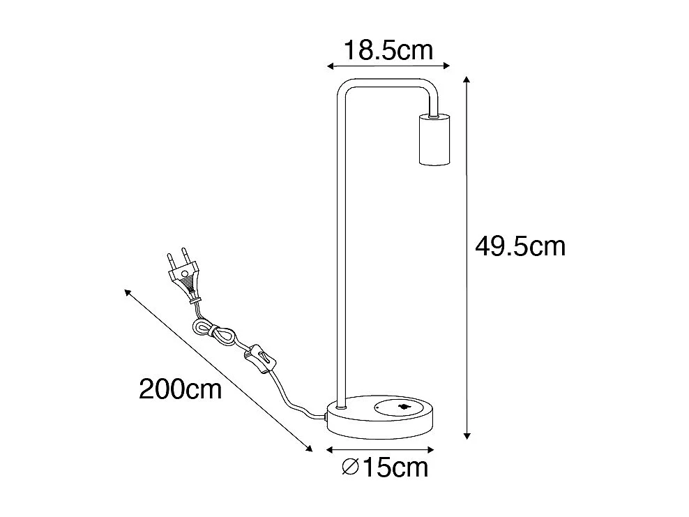 Lampe de table moderne noire avec recharge sans fil - Facil