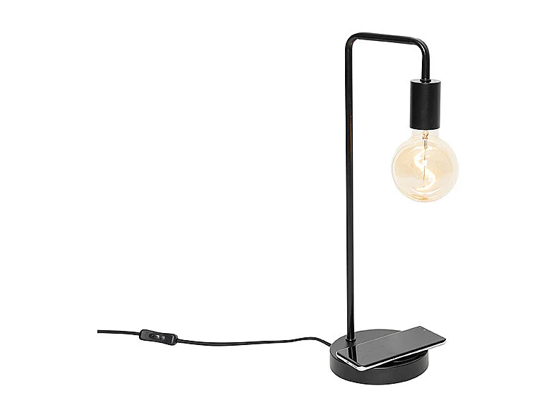 Lampe de table moderne noire avec recharge sans fil - Facil