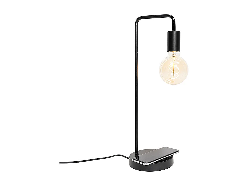 Lampe de table moderne noire avec recharge sans fil - Facil