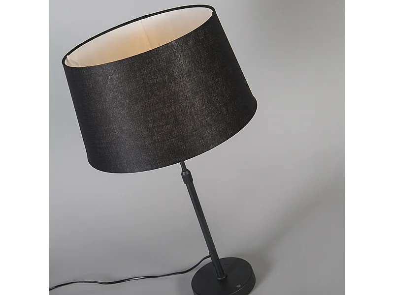 Lampe de table noire avec abat-jour noir 35 cm réglable - Parte