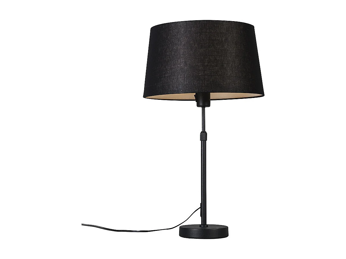 Lampe de table noire avec abat-jour noir 35 cm réglable - Parte